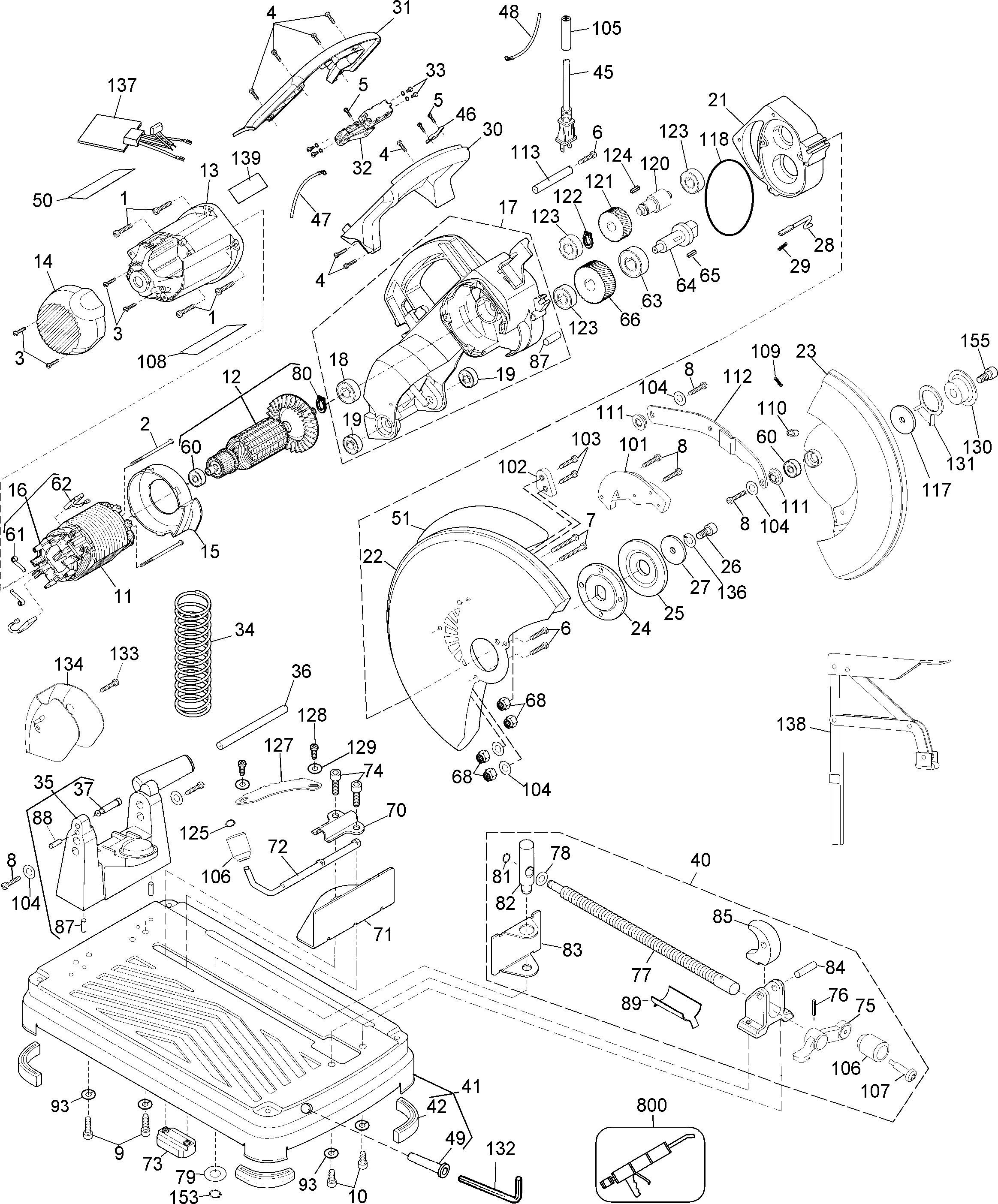 DeWalt hefboom van uitschakelmechanisme afkortzaag N087367